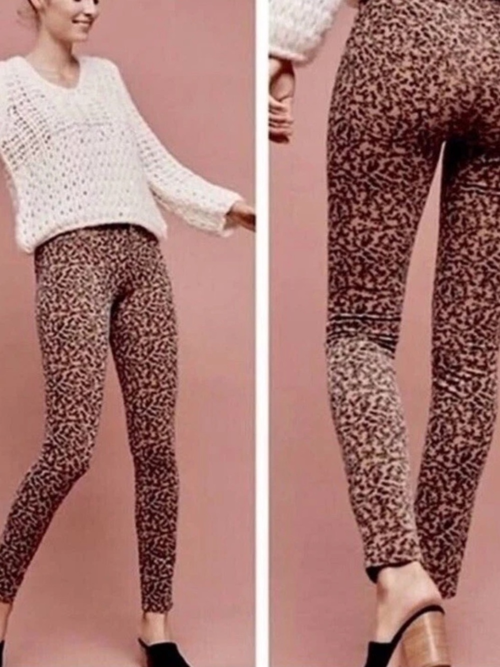 Anthropologie Pilcro Letterpress Serif Corduroy Pants 27 Low Rise Tan Tree Print